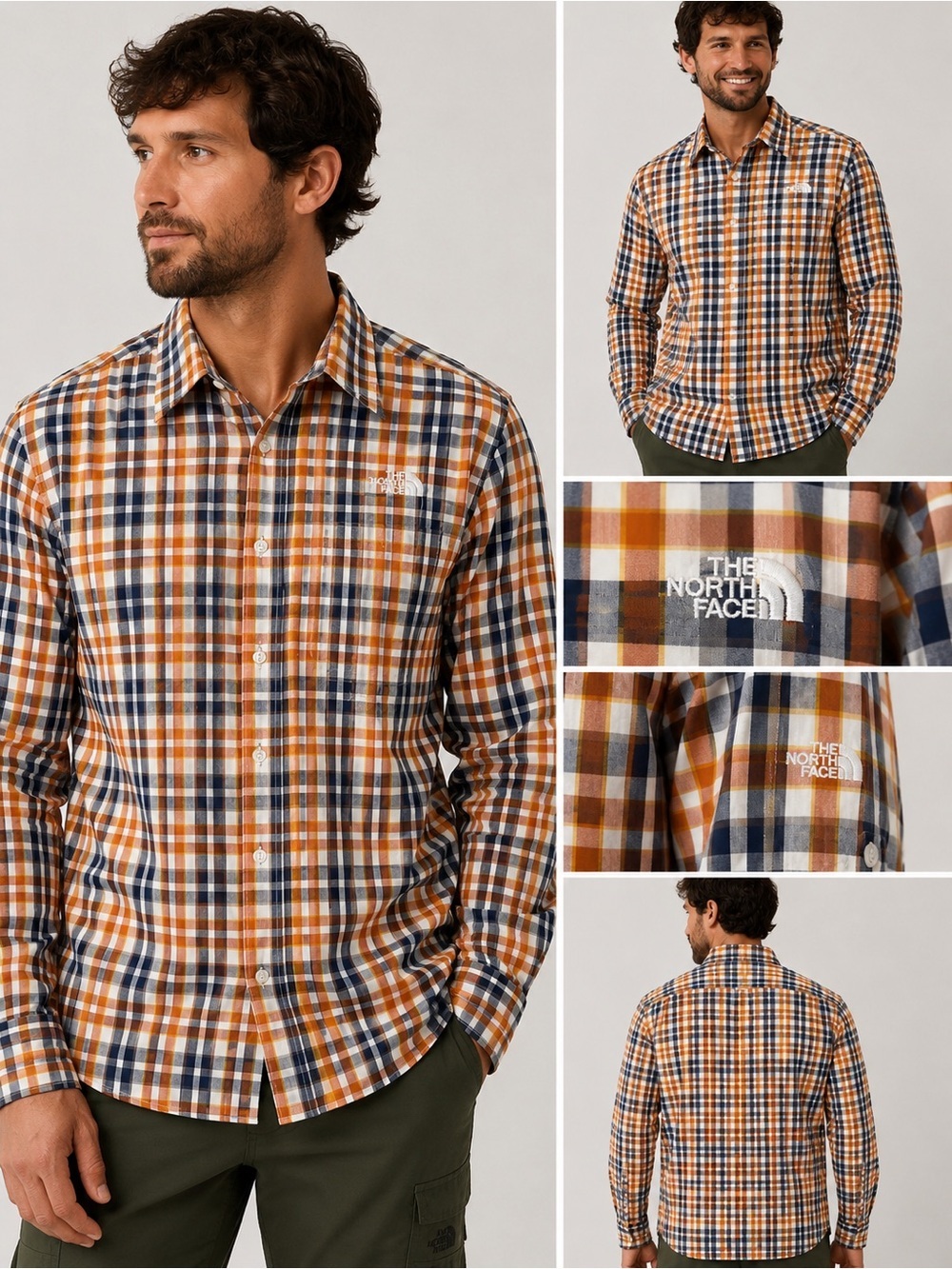 The North Face XL Plaid Button Down Shirt Orange Blue White